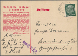 KZ-Post: 1937 (16.3.), Vordruckkarte (beiger Karton Mit Rotem Eindruck) Eines Schutzhaftgefangenen A - Lettres & Documents