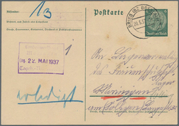 KZ-Post: 1937 (20.5.), 6 Pfg. GA-Karte Hindenburg (Text: Bitte Um Zusendung Der Entlassungsbescheini - Covers & Documents