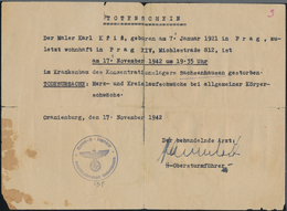 KZ-Post: KZ SACHSENHAUSEN: 1942, Totenschein Aus Dem KZ Mit Seltenem Siegelstempel "Waffen-SS-Lagera - Covers & Documents