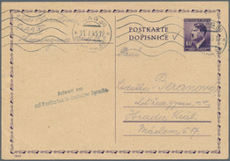 KZ-Post: 1945. German WWII-occupied Bohemia Moravia Postal Card From Inmate In Prag XI, Schweringass - Covers & Documents