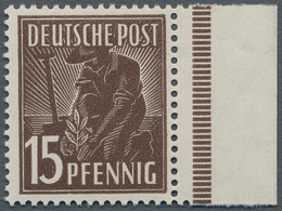 Alliierte Besetzung - Gemeinschaftsausgaben: 1947, 15 Pf Schwärzlichockerbraun Vom Rechten Rand Post - Other & Unclassified