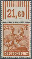 Alliierte Besetzung - Gemeinschaftsausgaben: 1947, 24 Pf Lebh. Braunorange Vom Oberrand Postfrisch, - Sonstige & Ohne Zuordnung