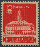 Sowjetische Zone - Ost-Sachsen: 1946, 6 Pfg Wiederaufbau Dunkelgraugrün Mit Zähnungsabart L 11 : 11½ - Autres & Non Classés