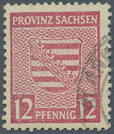 Sowjetische Zone - Provinz Sachsen: 1945, Provinzwappen 12 Pf. In Extrem Seltener B-Farbe Lilakarmin - Other & Unclassified