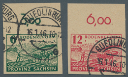 Sowjetische Zone - Provinz Sachsen: 1945, VERSUCHSDRUCKE 6 Und 12 Pfg Bodenreform Einheitlich Mit Ke - Other & Unclassified