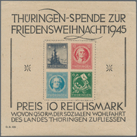 Sowjetische Zone - Thüringen: 1945, Großer Weihnachtsblock In Sehr Seltener Papiersorte V (graugefas - Other & Unclassified