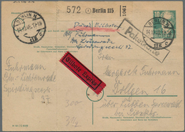 Sowjetische Zone - Ganzsachen: 1949, 10 Pf. + 2,90 M., Vollständige Ganzsachenkarte Als Aushilfspake - Other & Unclassified