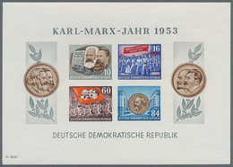 DDR: 1953, Marx-Blocks, Komplette Garnitur Gezähnt Und Geschnitten Mit BEIDEN Wasserzeichenvarianten - Other & Unclassified