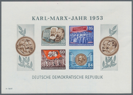 DDR: 1953, Marx-Blocks, Komplette Garnitur Gezähnt Und Geschnitten Mit BEIDEN Wasserzeichenvarianten - Other & Unclassified