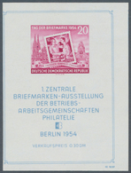 DDR: 1954, Block „Tag Der Briefmarke 1954” Mit Stark Nach Links Versetztem Druck (verschnittener Blo - Other & Unclassified