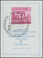 DDR: 1954. Blockausgabe "BAG Briefmarkenausstellung", Gestempelt, FB Schönherr BPP (2013): "Der Bloc - Andere & Zonder Classificatie