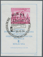 DDR: 1954, Block „Tag Der Briefmarke 1954” Mit Stark Nach Links Versetztem Druck (verschnittener Blo - Other & Unclassified