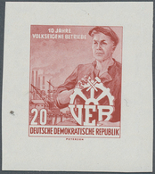 DDR: 1956, 10 Jahre Volkseigene Betriebe 20 Pf PROBEDRUCK Braunrot, Staatsbezeichnung Negativ, Ungez - Other & Unclassified