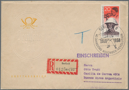 DDR: 1958, 20 Pfg. "Pappchinese" Auf Schmuck-FDC Mit ESST, Rs. Zusatzfrankatur Und Per Einschreiben - Other & Unclassified