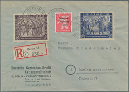 Berlin - Vorläufer: 1948, 50 Pfg. Und 16 Pfg. Leipziger Messe Je Komplett Mit Zufrankatur Auf Einsch - Covers & Documents