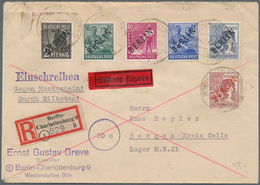 Berlin: 1949, Freimarken Mit Schwarz-/ Rotaufdruck Auf R-Rückschein-Eilbrief, Mit 248 Pfg. Exakt Por - Covers & Documents