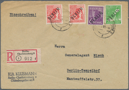 Berlin: 1948/1949, Schwarzaufdruck Zwei R-Briefe Mit Unterschiedl. 76 Pf.-Frankaturen Von Berlin-Cha - Lettres & Documents