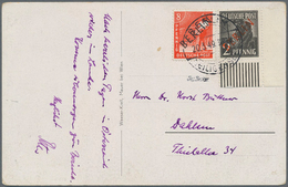 Berlin: 8 Pf. Schwarzaufdruck Mit 2 Pf. Rotaufdruck (l. Untere Bogenecke) Zusammen Auf Ortskarte Von - Lettres & Documents