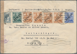 Berlin: 12, 16, 24(4) U. 50 Pf. Schwarzaufdruck Zusammen Auf Lp-Überseebf. Ab Berlin-Charlottenburg - Covers & Documents