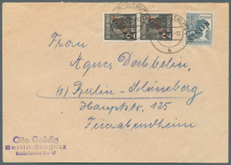 Berlin: 1949: Ortsbrief 16 Pf. Mit MiF Schwarzaufdruck – Rotaufdruck. 12 Pf. SA Und Dazu 2 X 2 Pf. R - Covers & Documents