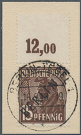 Berlin: 1948, 15 Pf Schwarzaufdruck Vom Oberrand Durchgezähnt, Klar Und Zentrisch Gestempelt Auf Bri - Lettres & Documents