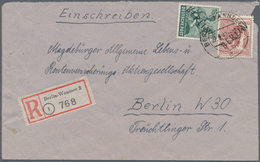 Berlin: 1948, Schwarzaufdruck 16 Pf. Und 60 Pf. Jeweils Auf Fünf R-Briefen Als Portogerechte 76 Pf.- - Covers & Documents