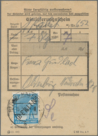 Berlin: 20 Pf. Schwarzaufdruck Auf Einlieferungsschein Für 1 Paket Von Berlin-Halensee  Vom 15.3.49 - Lettres & Documents