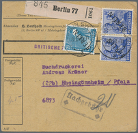 Berlin: 20 U. Paar 50 Pf. Schwarzaufdruck Auf Paketkarte Ab Berlin SW77 Vom 6.12.48 Nach Rheingönnhe - Brieven En Documenten