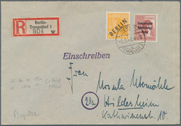 Berlin: 1948, 25 Pf Schwarzaufdruck Mit 60 Pf SBZ Mit Maschinenaufdruck Als Mitläufer Auf R-Brief Ab - Lettres & Documents