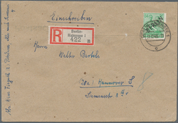 Berlin: 84 Pf. Schwarzaufdruck Als EF Auf R-Bf. Ab Berlin-Halensee Vom 31.12.48 Nach Hannover Wobei - Lettres & Documents