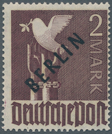 Berlin: 1948. Schwarzaufdruck 2 Mk Mit Platternfehler "rechter Aufstrich Des N Verdpnnt". Sehr Selte - Lettres & Documents