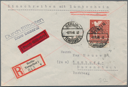 Berlin: 1948, 3 M Schwarzdruck Auf überfrankiertem Eil-R-Brief Mit Rückschein Ab "BERLIN TEMPELHOF 1 - Covers & Documents