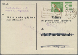 Berlin: 10 Pf. Rotaufdruck Vom Oberrand Im Walzendruck Als EF Auf Auftrag Zur Prüfung Einer Postansc - Lettres & Documents