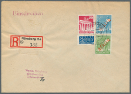 Berlin: Ortsbrief Einschreiben 50 Pf. ( 10 + 40 R ) Mit 10 Und 20 Pf. Rotaufdruck, Dazu 20 Pf. Bizon - Lettres & Documents