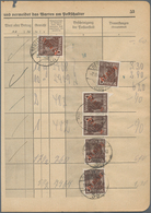 Berlin: 15 Pf. Rotaufdruck 6 St. Auf Seite Eines Einlieferungsbuches Von Berlin SO36 Vom 7.10. Bis 1 - Lettres & Documents