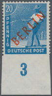 Berlin: 1949, 20 Pfg. Rotaufdruck Unten Ungezähnt, Unterrandstück, Ungebraucht Mit Falzrest Auf Der - Briefe U. Dokumente