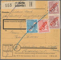 Berlin: 20, 30 U. Paar 60 Pf. Rotaufdruck Zusammen Auf Paketkarte Ab Berlin-Lankwitz Vom 22.3.49 Nac - Briefe U. Dokumente