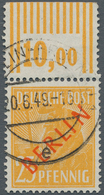 Berlin: 1949, 25 Pf Rotaufdruck Vom Oberrand Walzendruck Klar Und Zentral Gestempelt - Covers & Documents