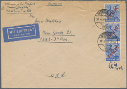 Berlin: 1949: Luftpostbrief Übersee, Tarif I Gegen IAS-Abgabe Mit 3 X 50 Pf. Rotaufdruck Ab Berlin N - Lettres & Documents