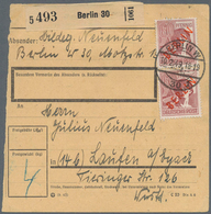 Berlin: 60 Pf. Rotaufdruck Im Paar Als MeF Auf Paketkarte Ab Berlin W30 Vom 10.2.49 Nach Laufen - Briefe U. Dokumente