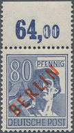 Berlin: 1949, 80 Pfg. Rotaufdruck, Postfrisches Oberrandstück Mit Durchgezähntem Rand. - Covers & Documents