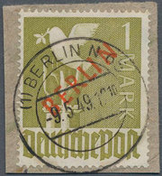 Berlin: 1949, 1 M Rotaufdruck, Rundgestempelt BERLIN N 6 Mit Minutenstempel, Mi. 550,- - Lettres & Documents