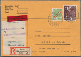 Berlin: 2 DM U. 10 Pf.  Rotaufdruck Zusammen Auf Auslands-Eil-R-Bf. Ab Berlin-Charlottenburg 2 Vom 3 - Covers & Documents