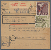 Berlin: 1949, Wert-Paketkartenstammteil Ab (1) BERLIN-NEUKÖLLN C 26.9.49 Mit 2 Mark Rotaufdruck Und - Covers & Documents