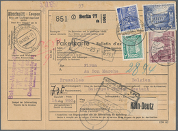 Berlin: 5 U. 30 Pf. Mit 2 U. 5 DM Bauten Zusammen Auf Auslands-Paketkarte Ab Berlin SW77 Vom 4.10.52 - Covers & Documents