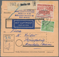 Berlin: 10 Pf. U. 3 DM Bauten Zusammen Auf Lp-Paketkarte Ab Berlin N65 Vom 14.10.52 Nach Bensheim Ka - Covers & Documents