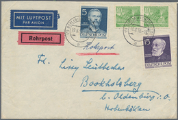 Berlin: 1953: Luftpostbrief Inland 25 Pf. Mit Rohrpost Zum Flughafen / LP-Leitstelle Im Tarif II ( 2 - Lettres & Documents