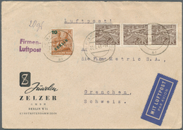 Berlin: Umschlag Juwelen-Zelzer Als FIRMENLUFTPOST EUROPA 55 Pf. ( 30 + 25 LP ) Mit 3 X 15 Pf. Baute - Briefe U. Dokumente