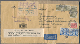 Berlin: 1950: Umschlag Ca. 27,5 X 15 Cm Als LUFTPOSTBRIEF EUROPA 120 Gramm, Absender DMW Berlin-Bors - Briefe U. Dokumente