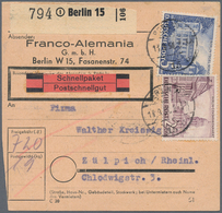 Berlin: 1951: Schnellpaketkarte (Bugsp.) über 19 Kg. – Gebühr DM 7,20 Mit 20 Pf. 2.- Und 5.- DM Baut - Lettres & Documents